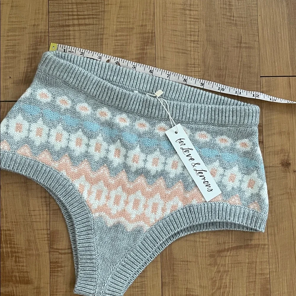 For Love And Lemons Knit Shorts - Gray and Pink